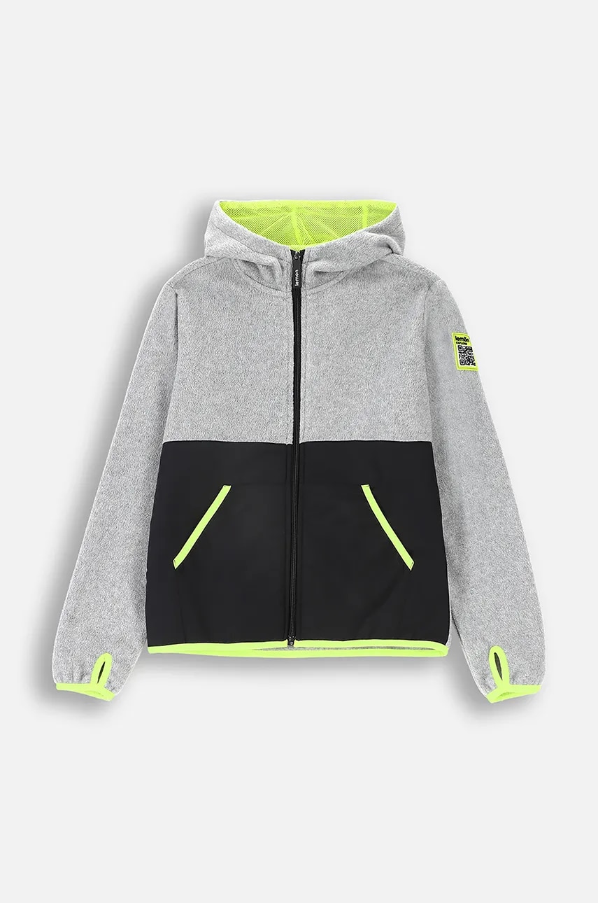 Lemon Explore bluza copii culoarea gri, cu glugă, neted, ACTIVE BOY Lemon Explore bluza copii culoarea gri, cu glugă, neted, ACTIVE BOY