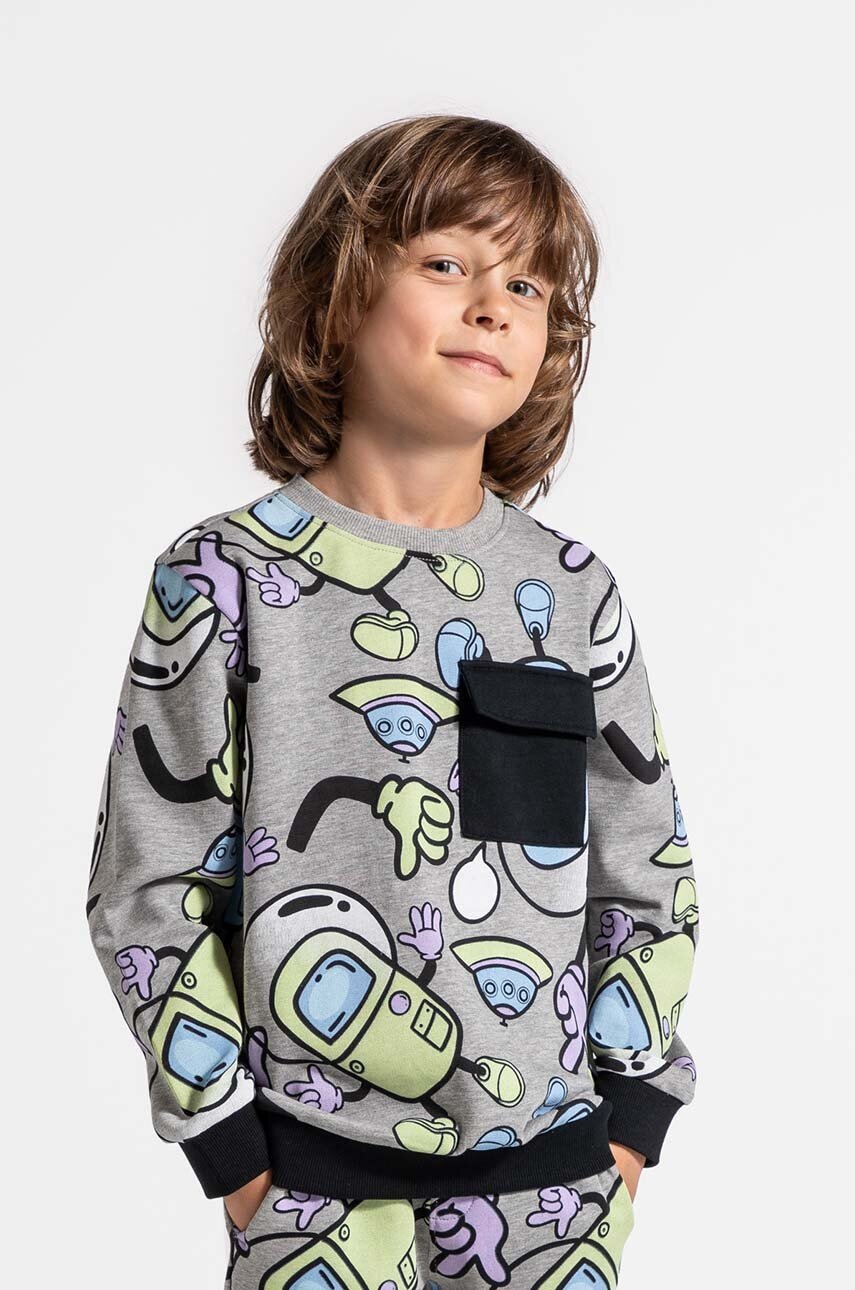 

Детски суичър Coccodrillo в сиво с десен WORLD OF PIXEL BOY KIDS, Сив