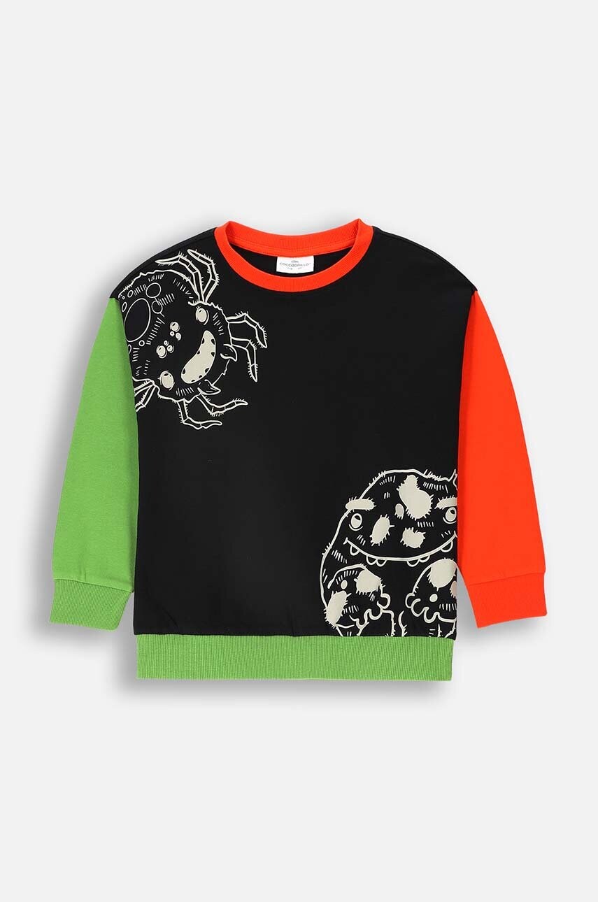 Coccodrillo hanorac de bumbac pentru copii culoarea negru, cu imprimeu, GRUNGE SWAMP BOY KIDS