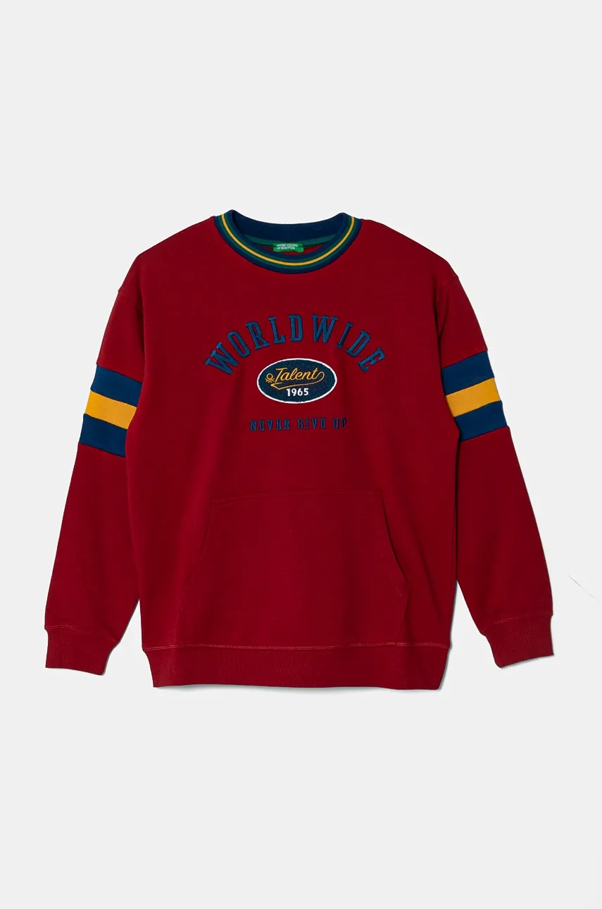 

Детски суичър United Colors of Benetton в бордо с десен 32N4C10JF