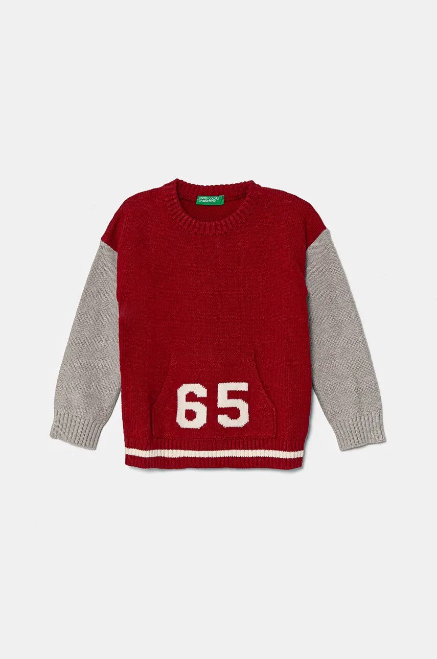 United Colors of Benetton pulover pentru copii din amestec de lana culoarea bordo, light, 1WUAH1027