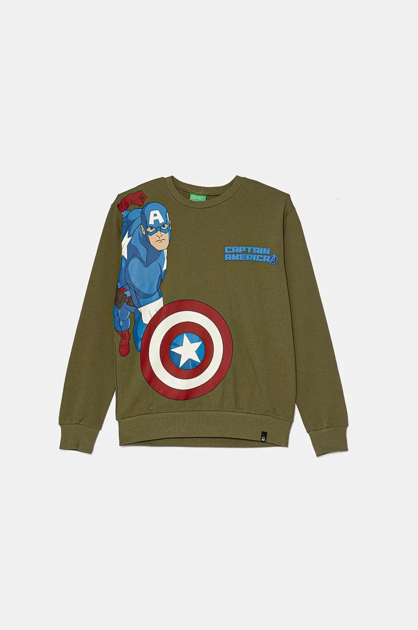 United Colors of Benetton hanorac de bumbac pentru copii culoarea verde, modelator, 3J68C10MK