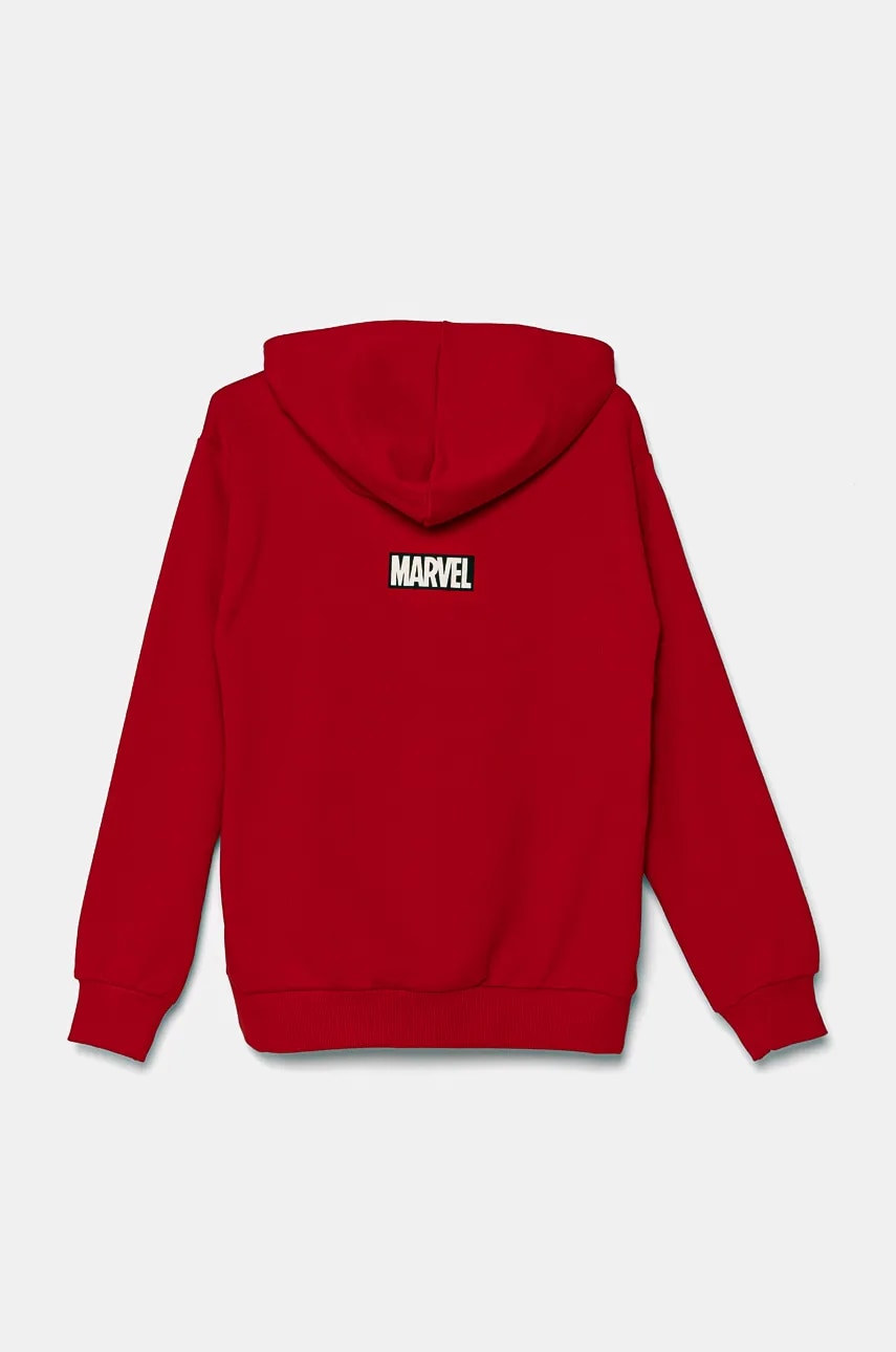 Детская хлопковая кофта United Colors of Benetton цвет красный с капюшоном с принтом 3J68C2044 в Херсоне Детская хлопковая кофта United Colors of Benetton цвет красный с капюшоном с принтом 3J68C2044 в Херсоне