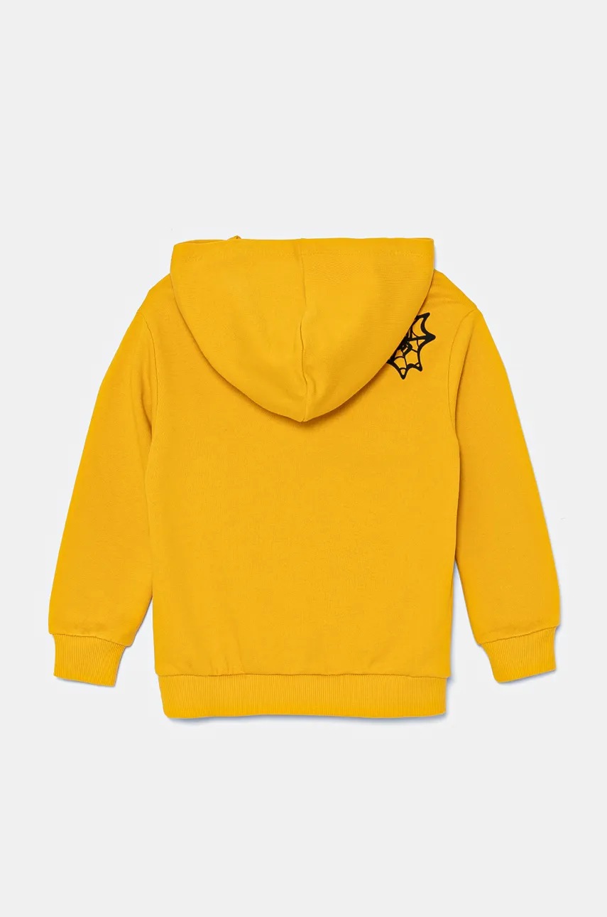 Детская хлопковая кофта United Colors of Benetton цвет жёлтый с капюшоном с принтом 3J68G200Z Детская хлопковая кофта United Colors of Benetton цвет жёлтый с капюшоном с принтом 3J68G200Z