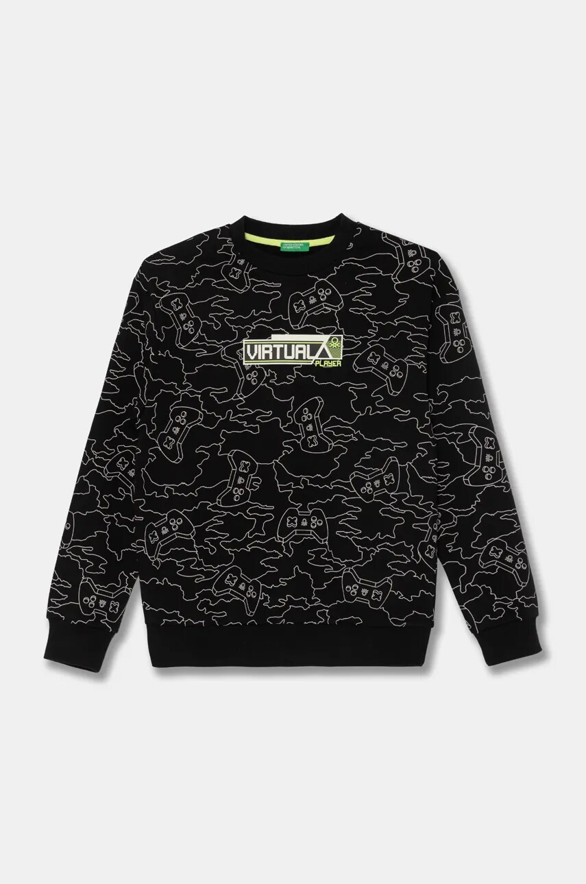 United Colors of Benetton bluza copii culoarea negru, modelator, 3GHMC10M5