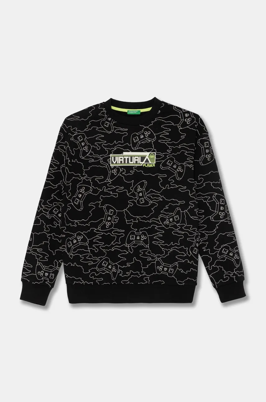 United Colors of Benetton bluza copii culoarea negru, modelator, 3GHMC10M5