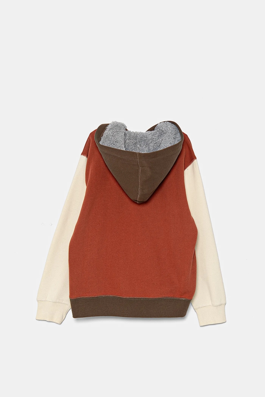 Детская кофта United Colors of Benetton цвет коричневый с капюшоном с принтом 3EB5C504H Детская кофта United Colors of Benetton цвет коричневый с капюшоном с принтом 3EB5C504H
