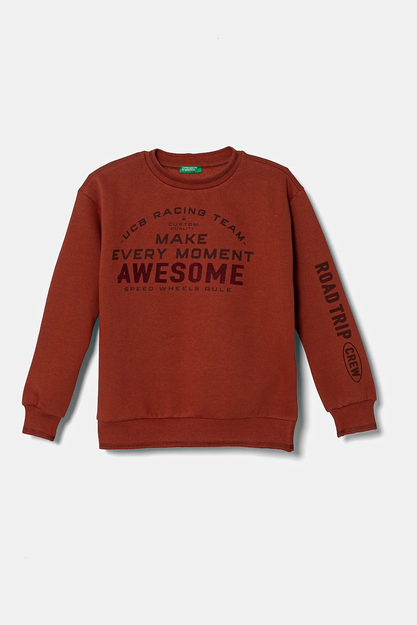 United Colors of Benetton bluza copii culoarea portocaliu, cu imprimeu, 3J73C10L7