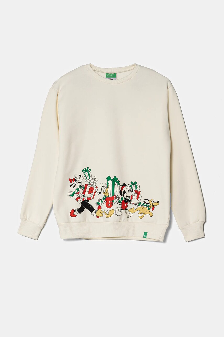 United Colors of Benetton bluza culoarea bej, cu imprimeu, 3J73C10LD