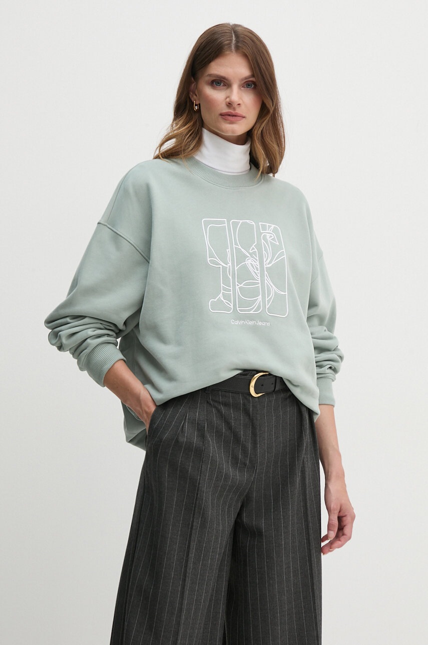 

Памучен суичър Calvin Klein Jeans в сиво с апликация J20J223540, Сив