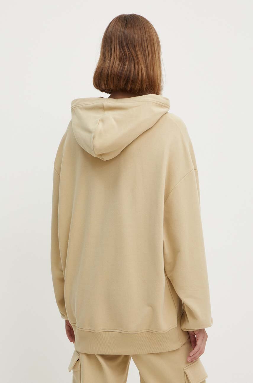 Βαμβακερή μπλούζα Calvin Klein Jeans γυναικεία, χρώμα: μπεζ, με κουκούλα, J20J224063 φωτογραφία