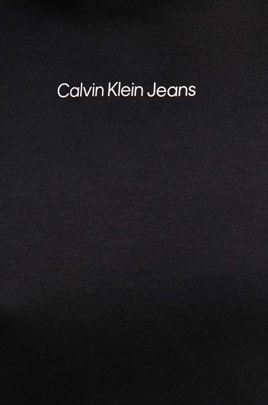 Кофта Calvin Klein Jeans жіноча колір чорний з капюшоном з принтом J20J224350 
