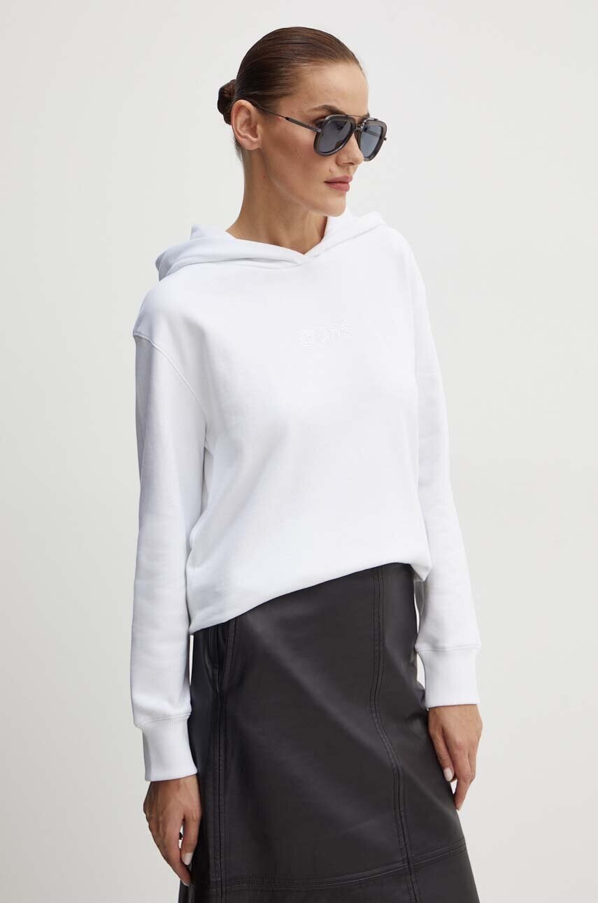 Boss Orange bluza femei, culoarea alb, cu glugă, cu imprimeu, 50531821