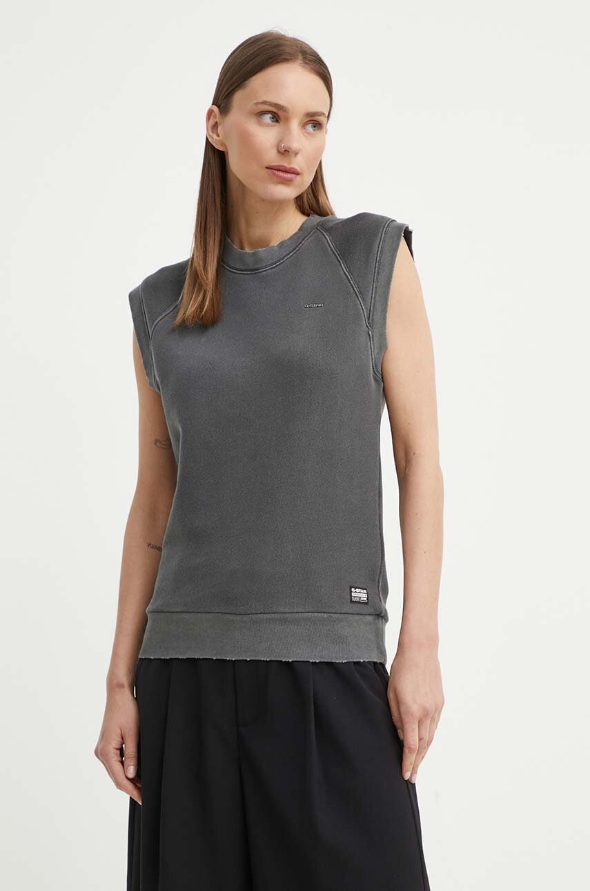 G-Star vestă din bumbac culoarea gri, uni, D24581-D575