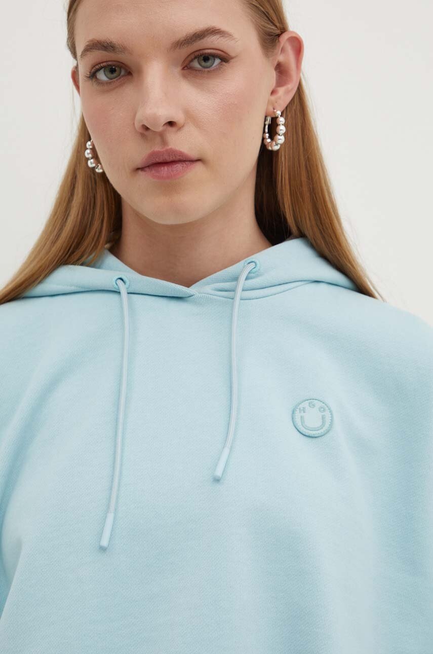 Βαμβακερή μπλούζα Hugo Blue γυναικεία, με κουκούλα, 50520122 φωτογραφία