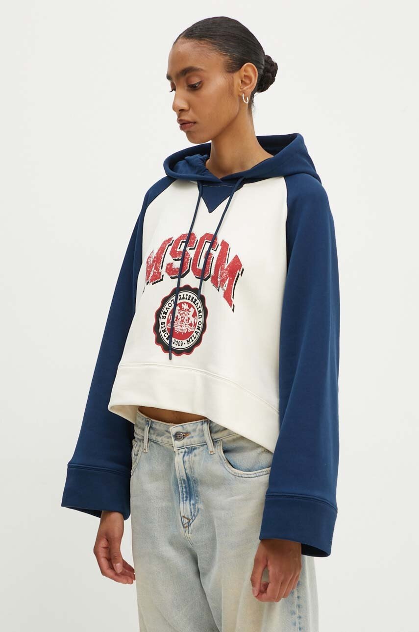 

Памучен суичър MSGM с качулка с десен 3741MDM136.247795, Многоцветен