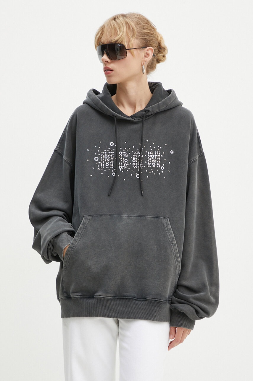 

Памучен суичър MSGM в сиво с качулка с апликация 3741MDM118.247581, Сив