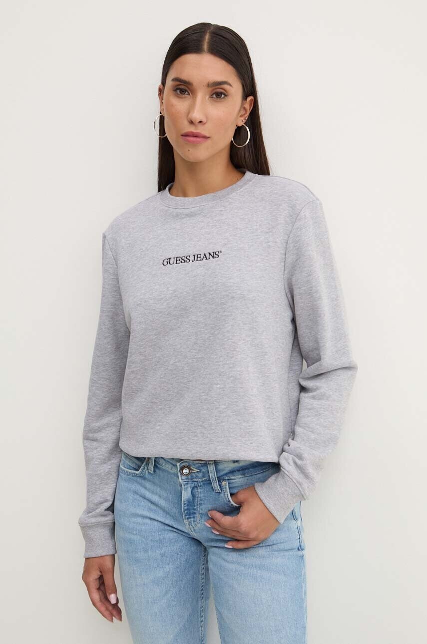 

Суичър Guess Jeans в сиво с апликация W4YQ10 KC811, Сив