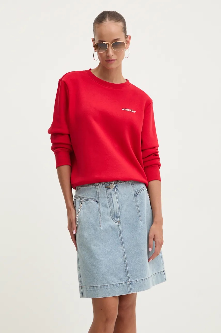 

Суичър Guess Jeans в червено с принт W4YQ07 KC811, Червен