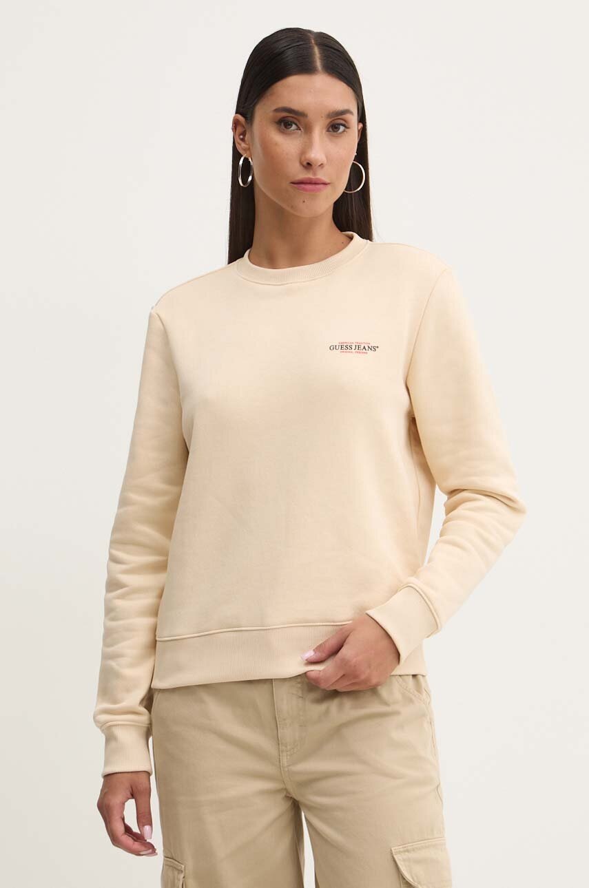 

Суичър Guess Jeans в бежово с принт W4YQ07 KC811, Бежов