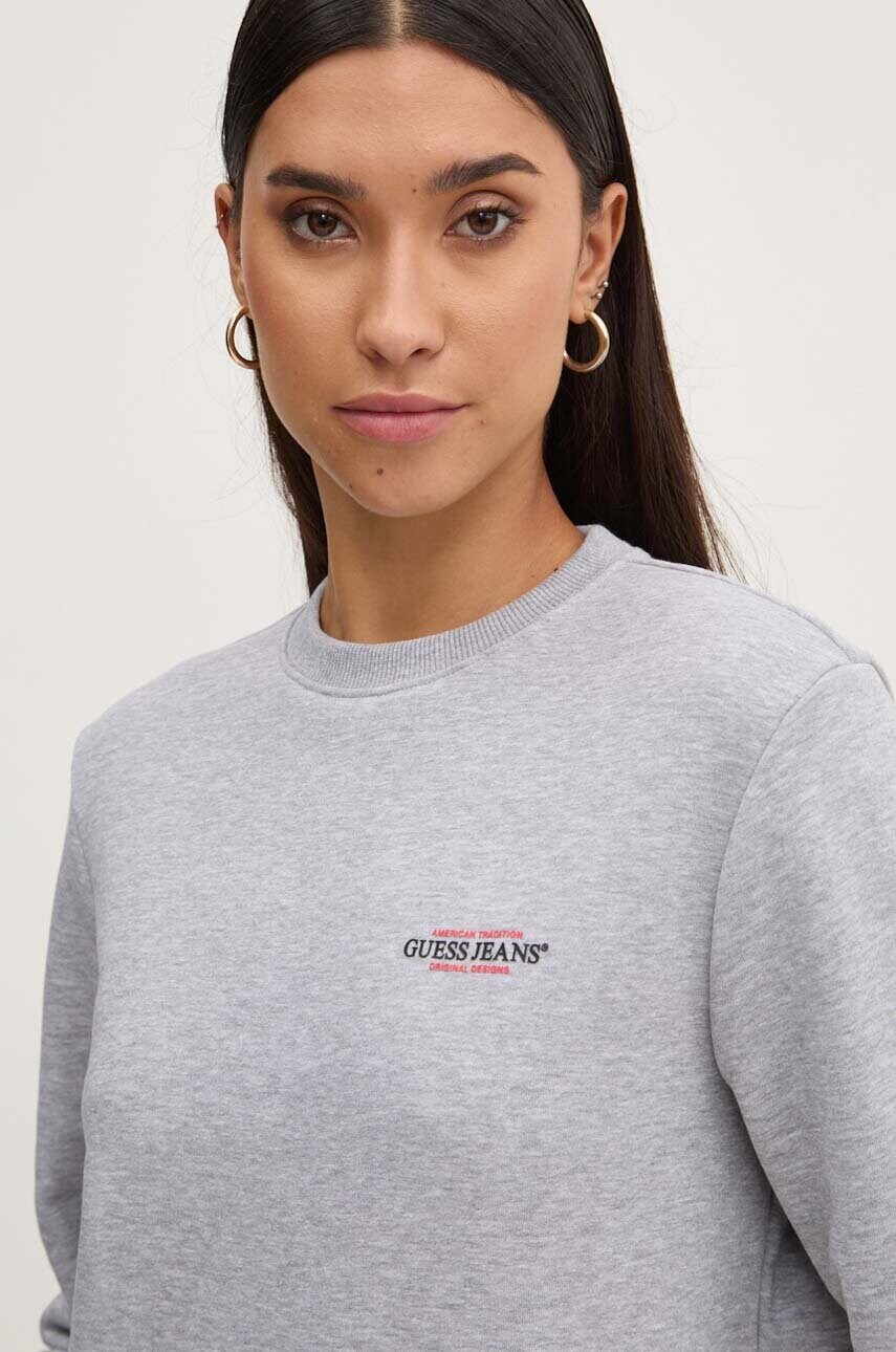 Levně Mikina Guess Jeans dámská, šedá barva, s potiskem, W4YQ07 KC811