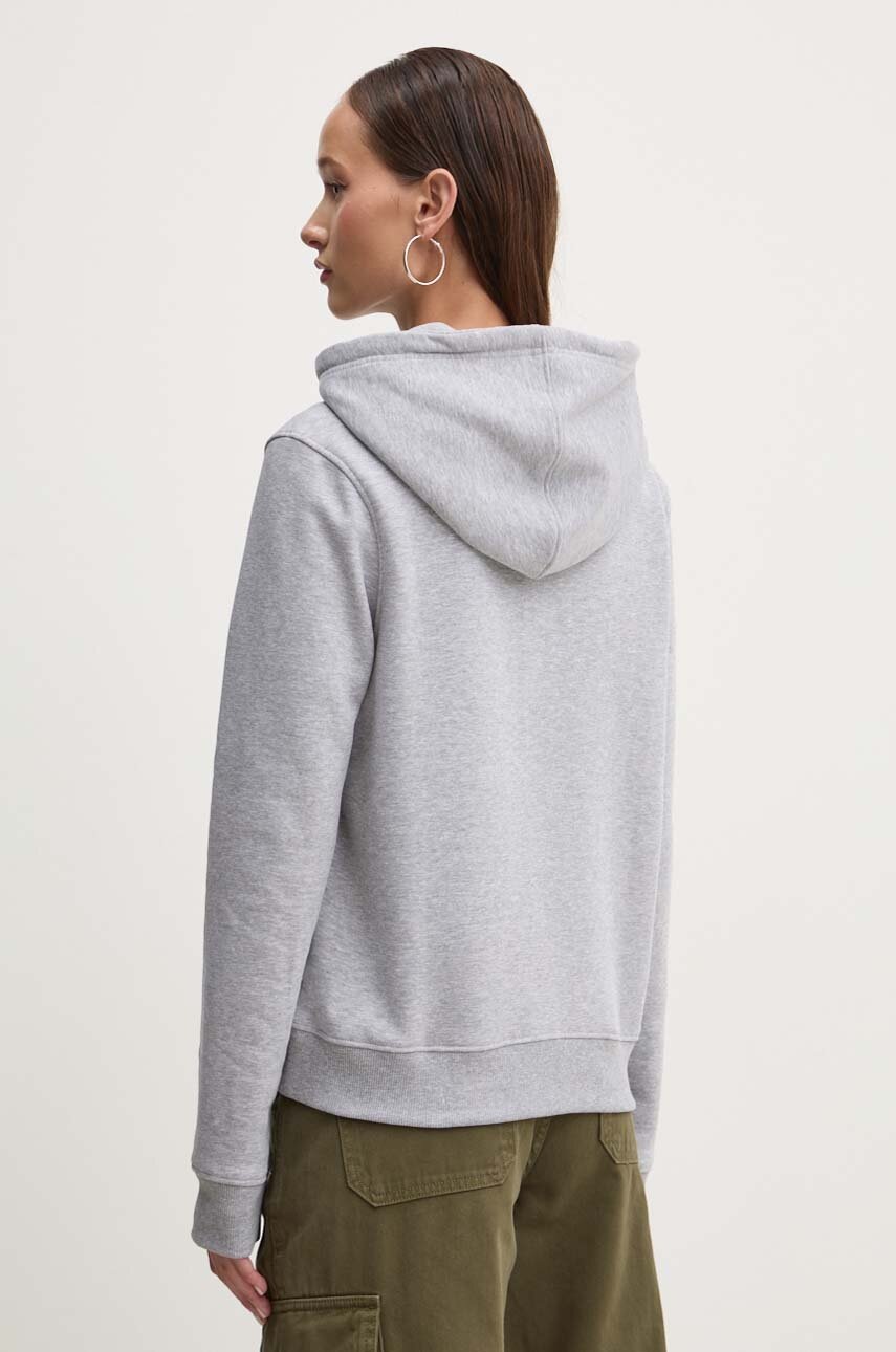 Кофта Guess Jeans жіноча колір сірий з капюшоном з принтом W4YQ13 KC811 