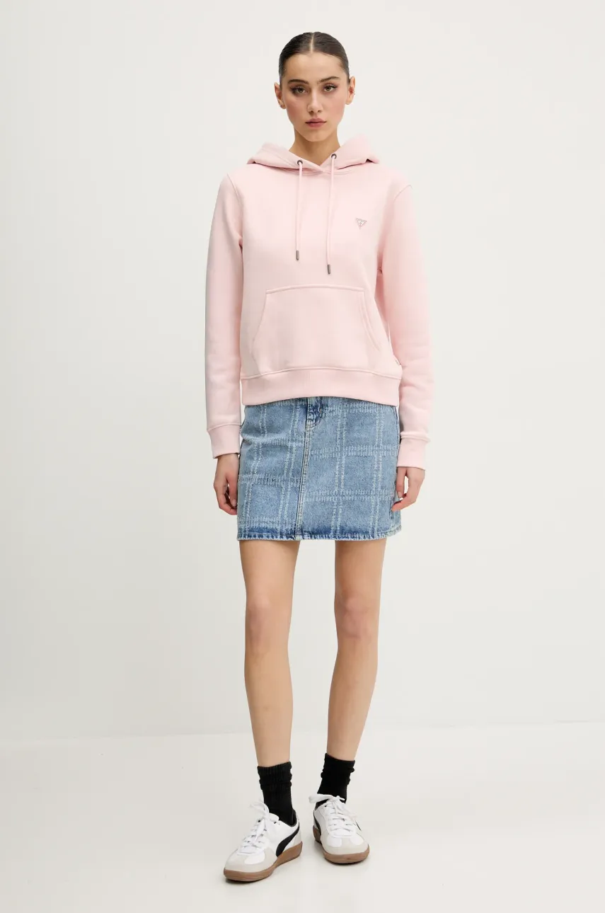 Кофта Guess Jeans женская цвет оранжевый с капюшоном однотонная W4YQ04 KC811 Кофта Guess Jeans женская цвет оранжевый с капюшоном однотонная W4YQ04 KC811