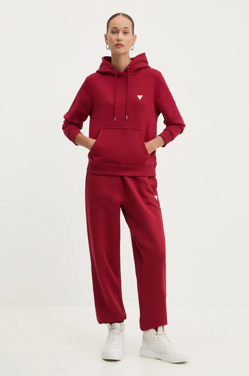 Кофта Guess Jeans женская цвет красный с капюшоном однотонная W4YQ04 KC811 Кофта Guess Jeans женская цвет красный с капюшоном однотонная W4YQ04 KC811