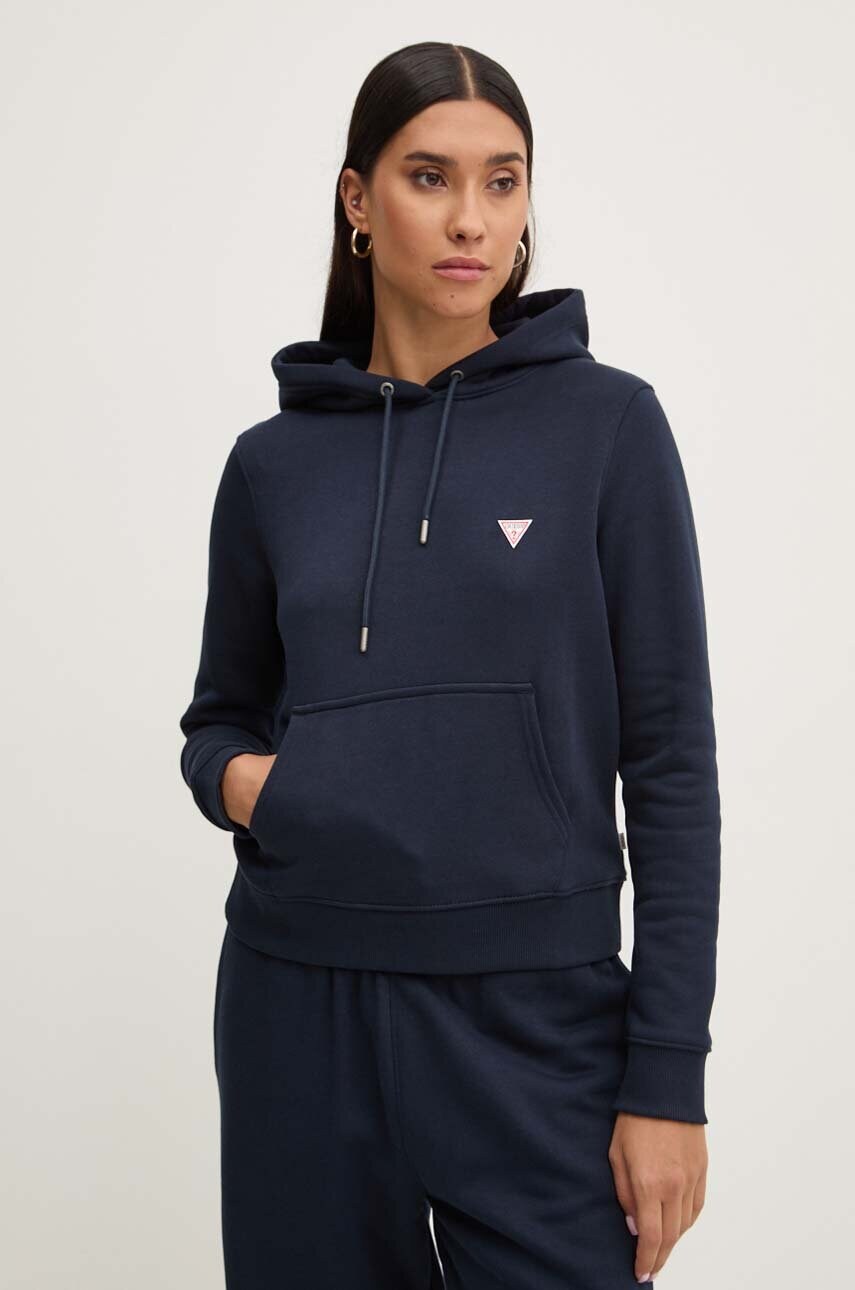 Guess Jeans felső sötétkék, női, sima, kapucnis, W4YQ04 KC811 akciós termékkép 1