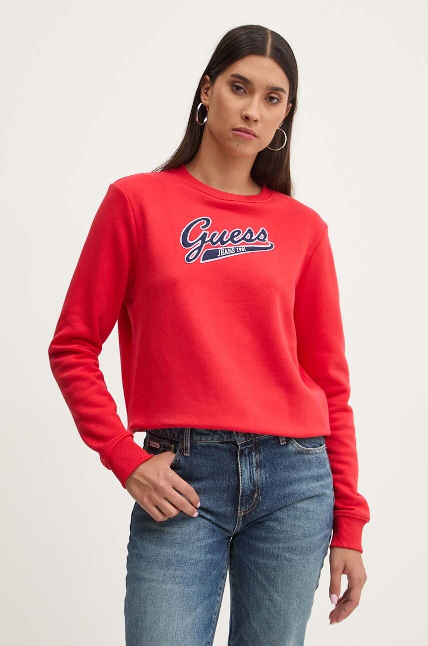 

Суичър Guess Jeans в червено с апликация W4YQ11 KC811, Червен