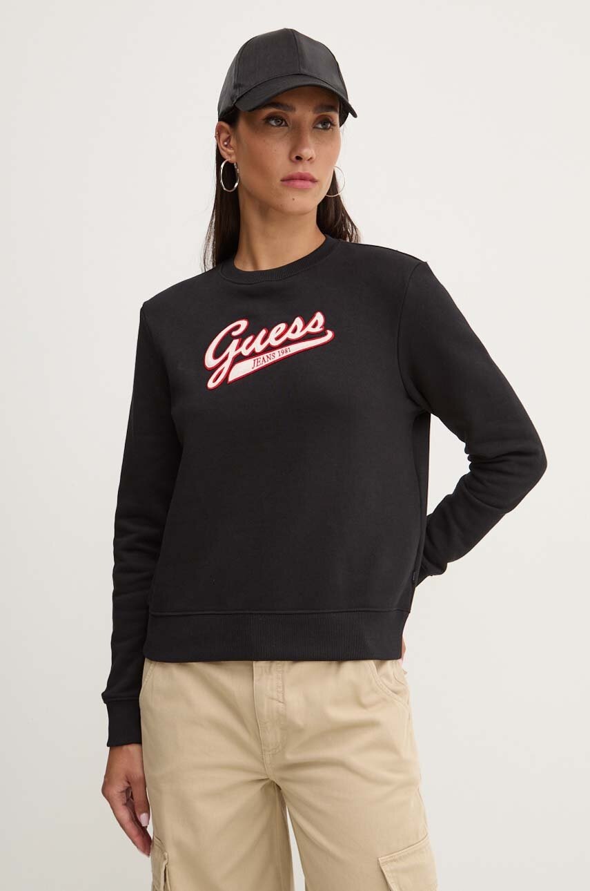 

Суичър Guess Jeans в черно с апликация W4YQ11 KC811, Черен