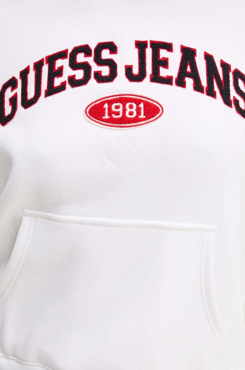 Μπλούζα Guess Jeans χρώμα: άσπρο, με κουκούλα, W4YQ09 KC811 φωτογραφία