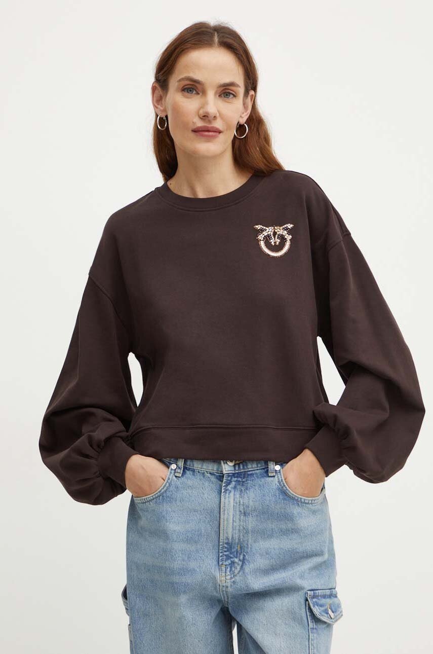 

Суичър Pinko в кафяво с апликация 102827 A24F, Кафяв