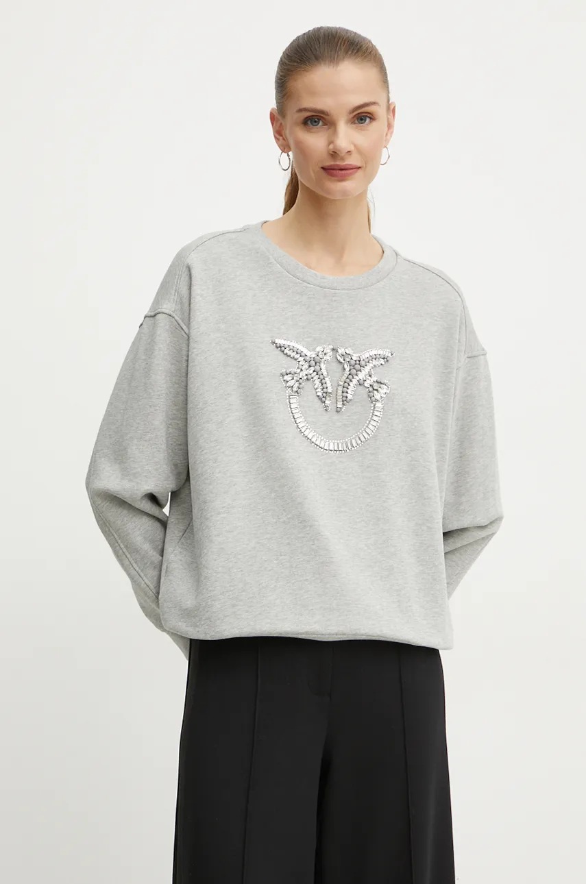 

Памучен суичър Pinko в сиво с апликация 100534 A24F, Сив