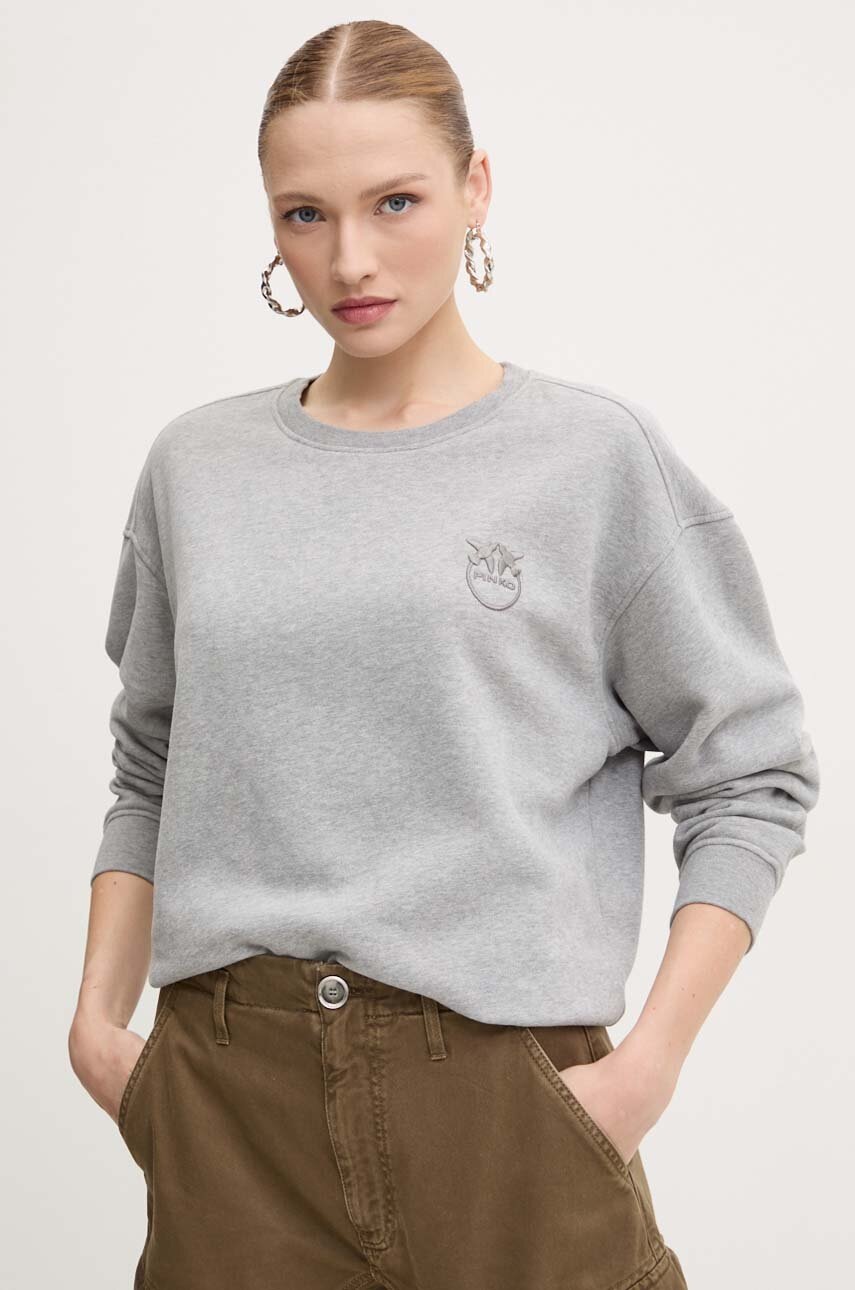 

Памучен суичър Pinko в сиво с изчистен дизайн 101831 A21P, Сив