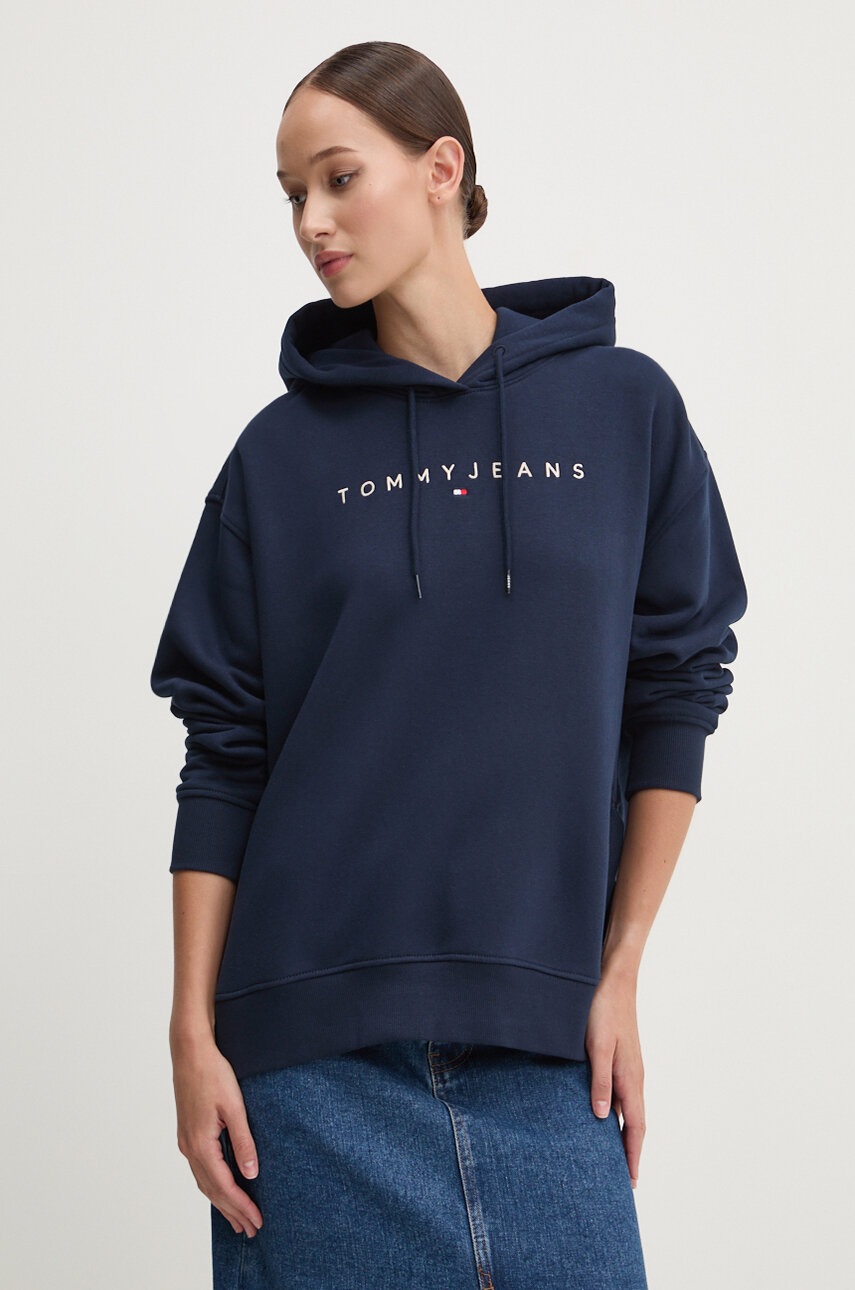 

Суичър Tommy Jeans в тъмносиньо с качулка с апликация DW0DW18364, Тъмносин