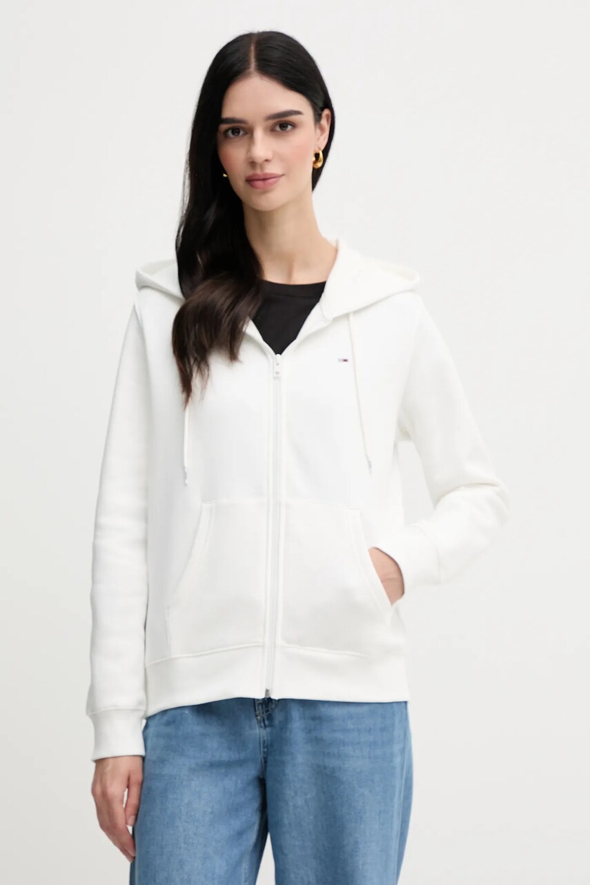 Tommy Jeans bluza culoarea roz, cu gluga, uni, DW0DW19729