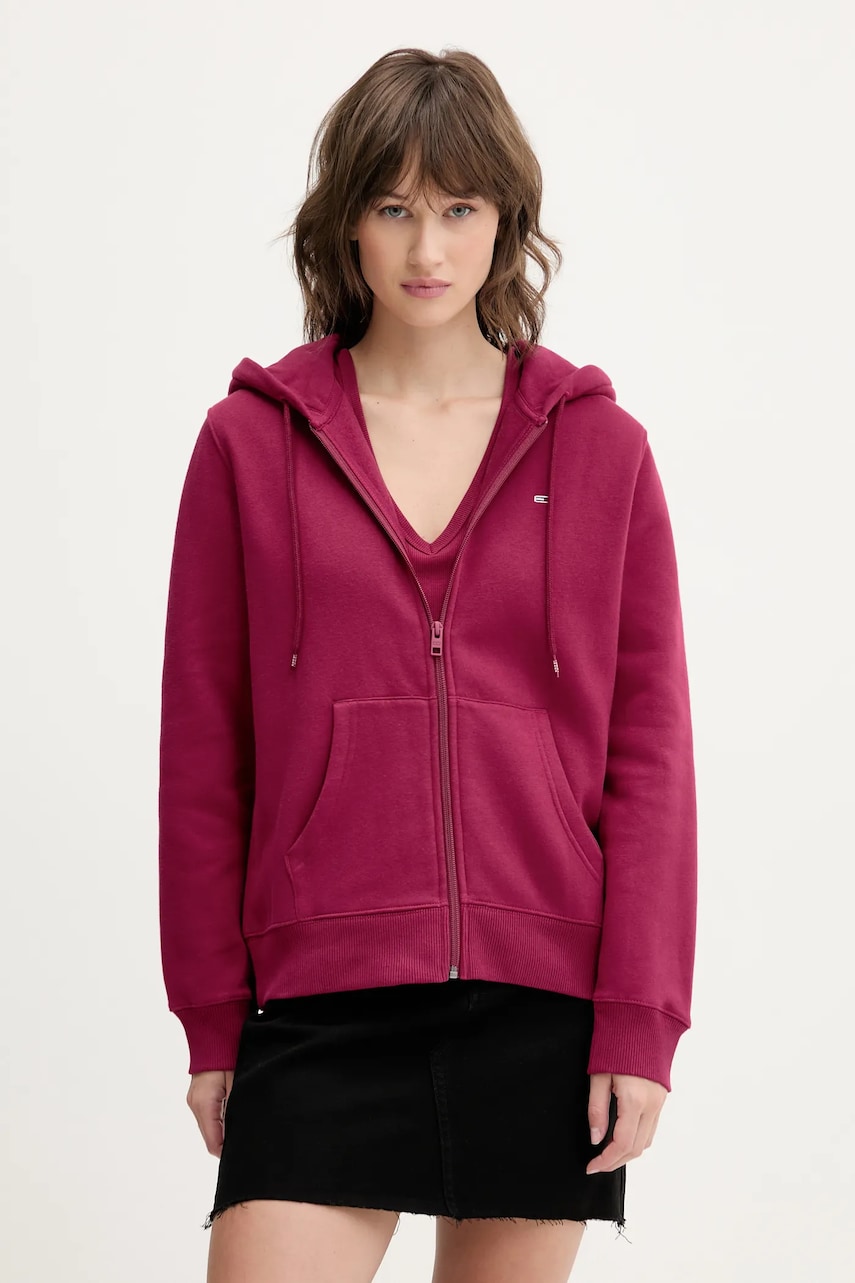 Tommy Jeans bluza femei, culoarea roz, cu glugă, neted, DW0DW19729 Tommy Jeans bluza femei, culoarea roz, cu glugă, neted, DW0DW19729