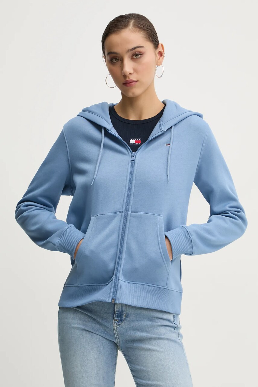 Tommy Jeans bluza femei, cu glugă, neted, DW0DW19729
