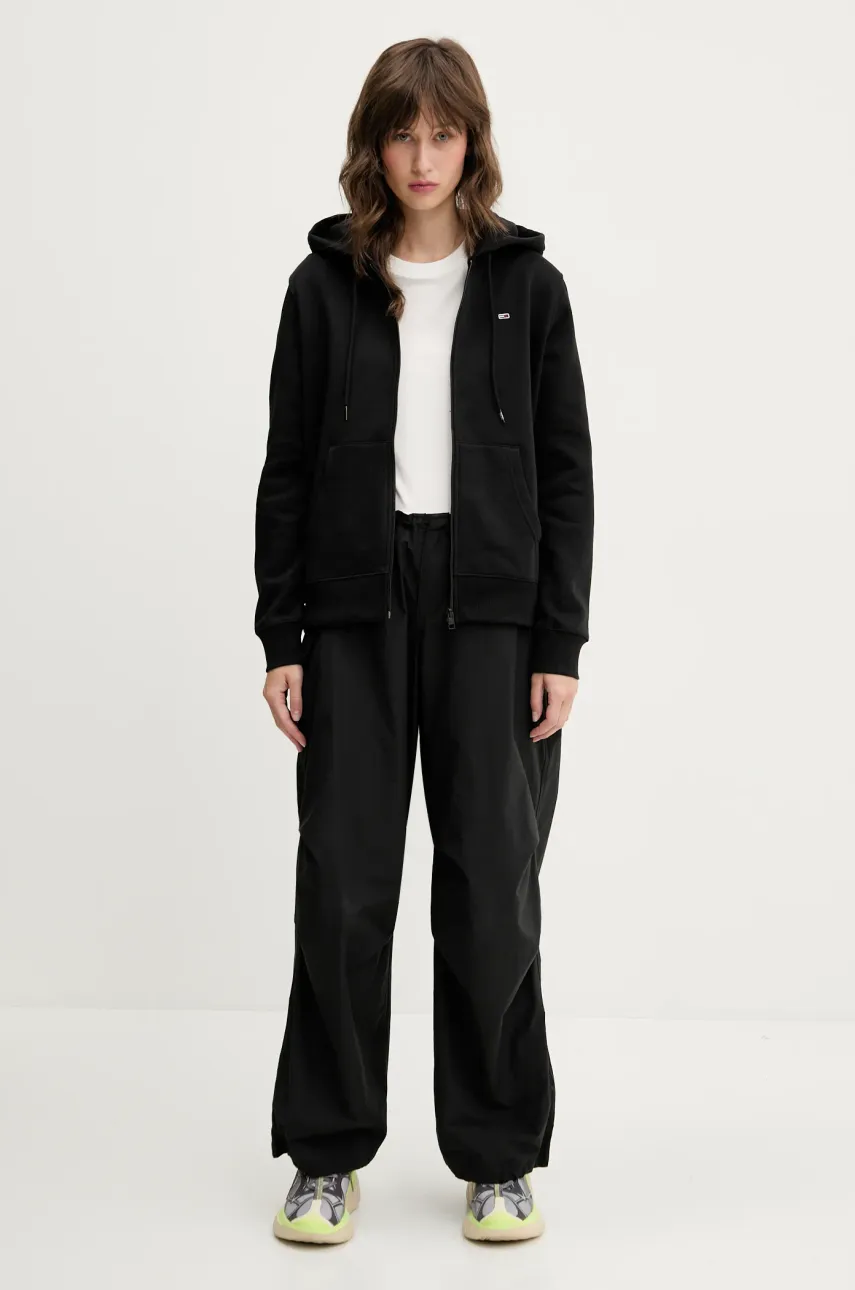 Кофта Tommy Jeans женская цвет чёрный с капюшоном однотонная DW0DW19729 Кофта Tommy Jeans женская цвет чёрный с капюшоном однотонная DW0DW19729