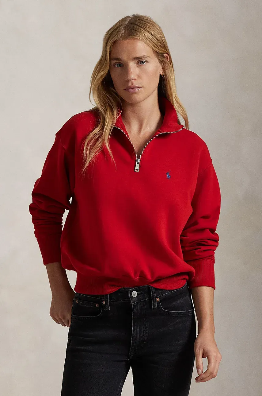 

Суичър Polo Ralph Lauren в червено с изчистен дизайн 211851659, Червен