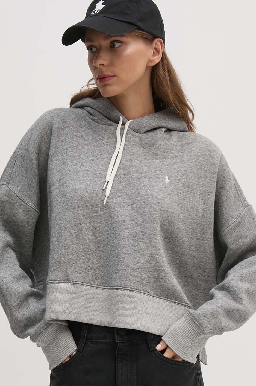

Суичър Polo Ralph Lauren в сиво с качулка с меланжов десен 211910189, Сив