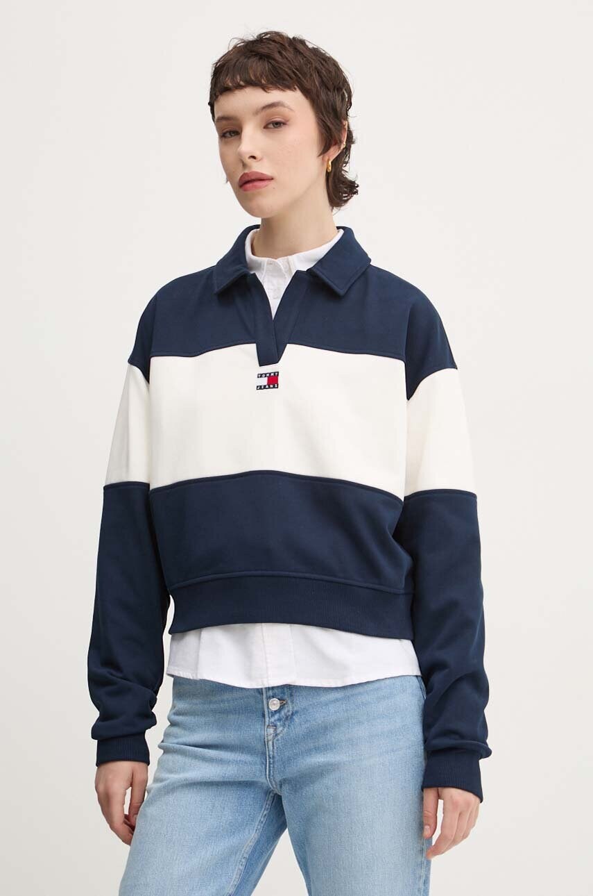 Tommy Jeans bluza femei, culoarea albastru marin, modelator, DW0DW18705