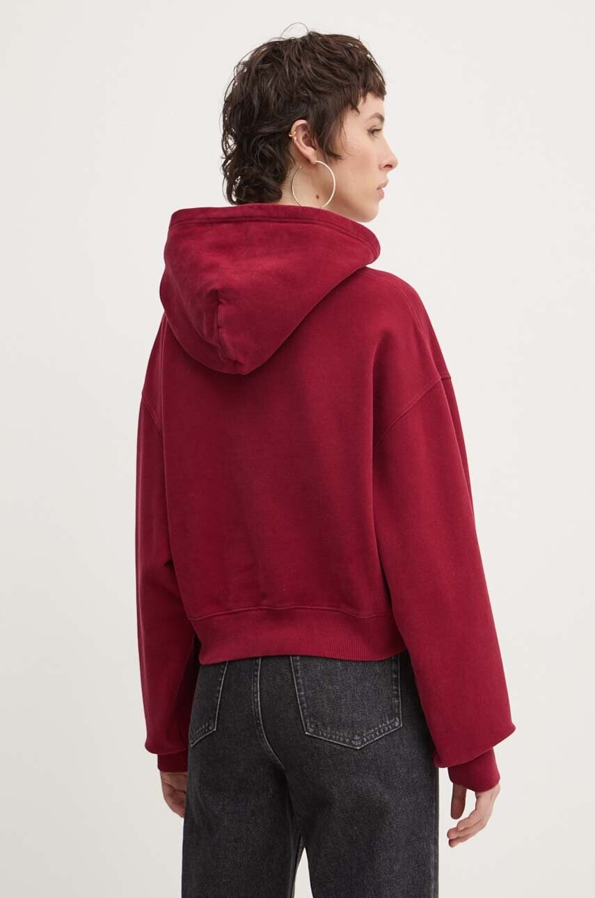 Tommy Jeans pamut melegítőfelső bordó, női, nyomott mintás, kapucnis, DW0DW19291 termék 2. képe