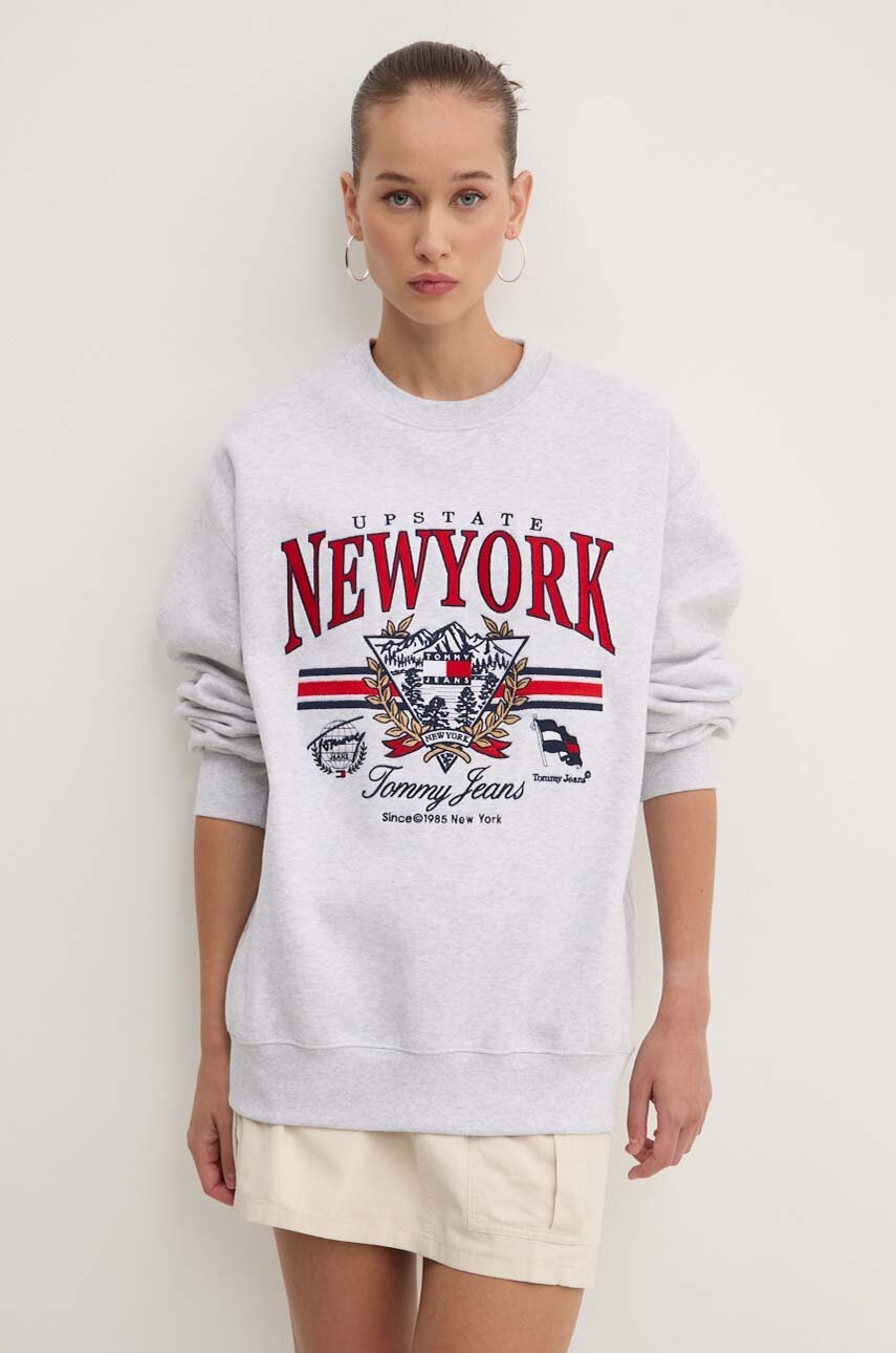 

Суичър Tommy Jeans в сиво с меланжов десен DW0DW18368, Сив