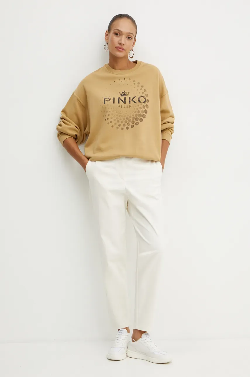 Хлопковая кофта Pinko женская цвет бежевый узор 104387 A27V Хлопковая кофта Pinko женская цвет бежевый узор 104387 A27V