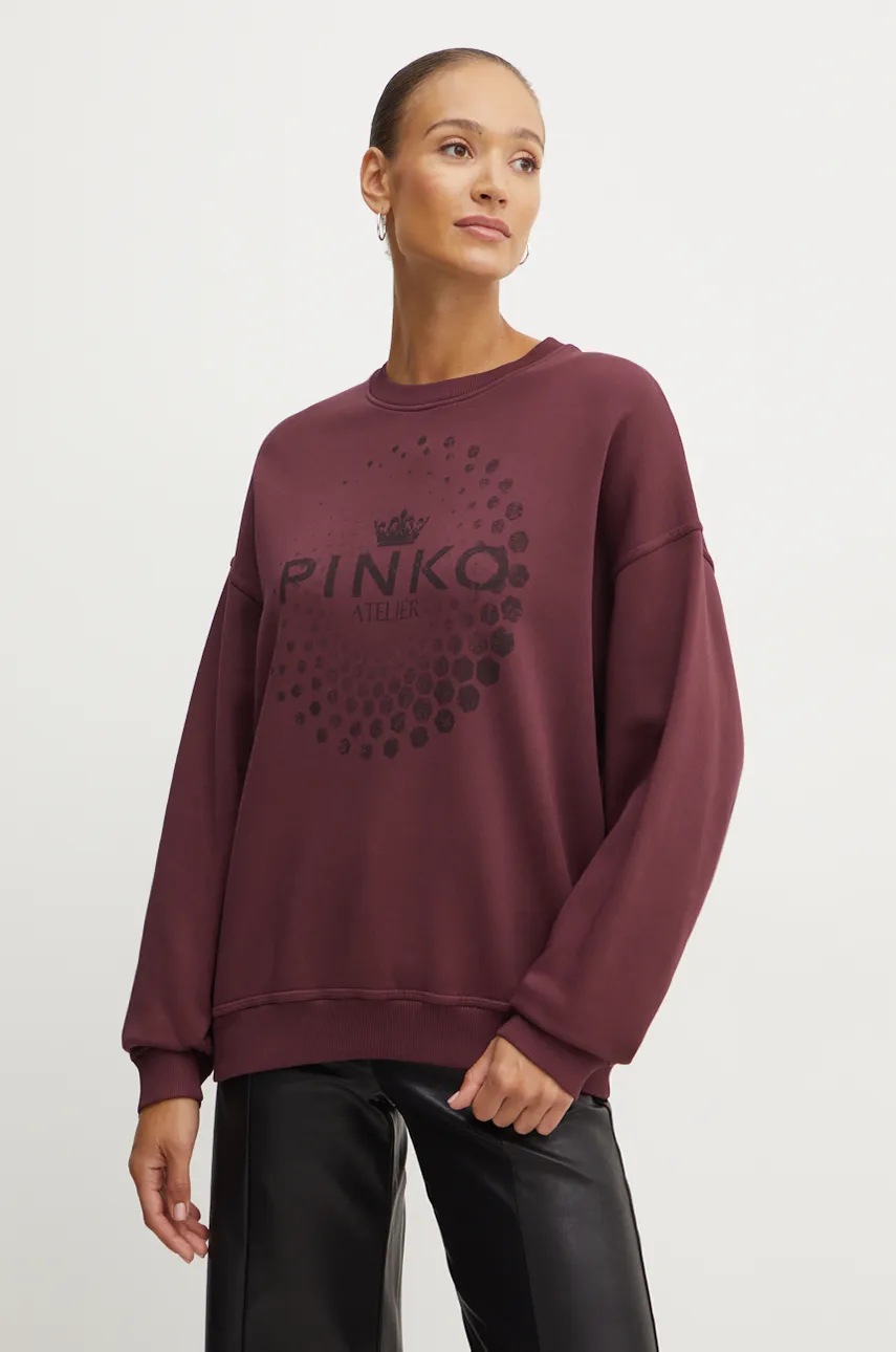 

Памучен суичър Pinko в бордо с десен 104387 A27V