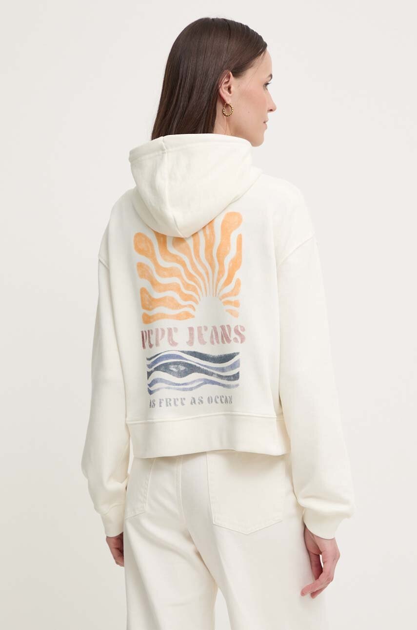 Pepe Jeans felső EDNA bézs, női, nyomott mintás, kapucnis, PL581445 termék 2. képe