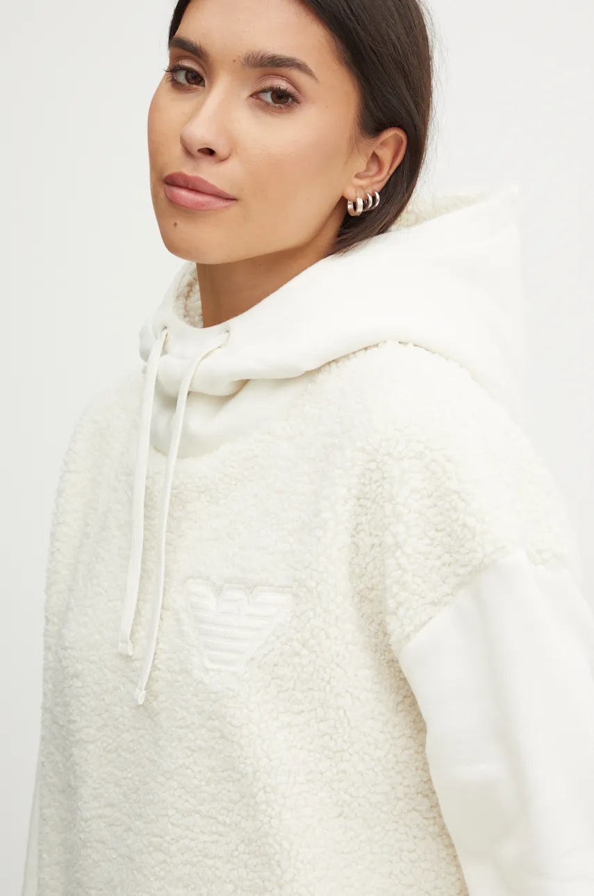 

Домашен суичър Emporio Armani Underwear в бежово с качулка с изчистен дизайн 164906 4F256, Бежов