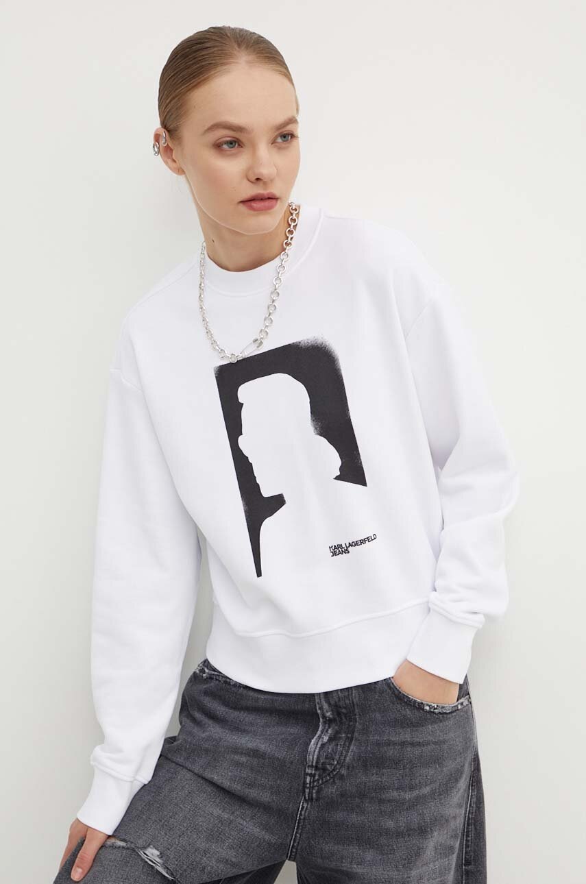 

Суичър Karl Lagerfeld Jeans в бяло с принт 245J1806, Бял